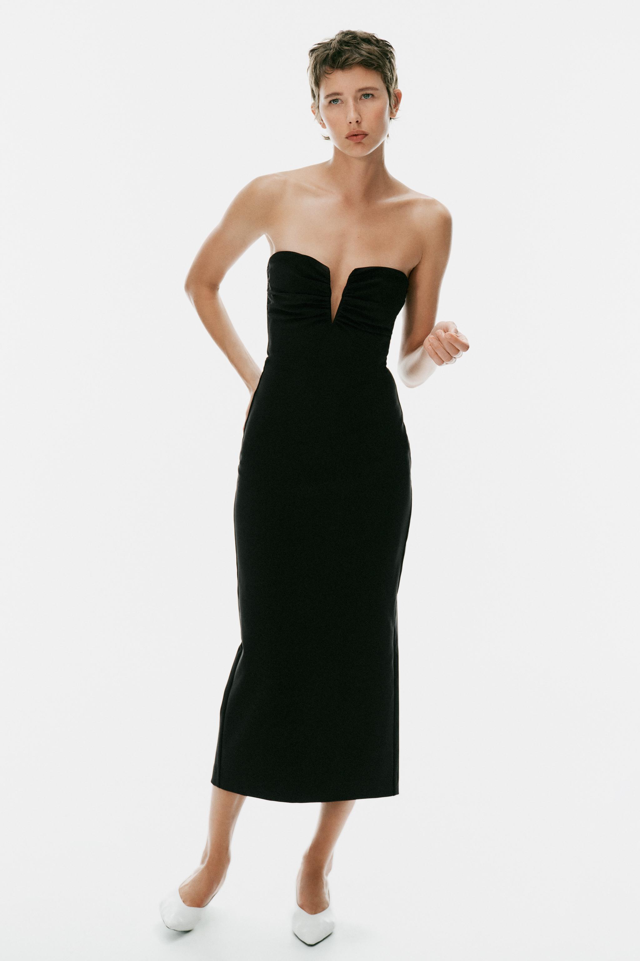 RUCHED CUTOUT MIDI DRESS